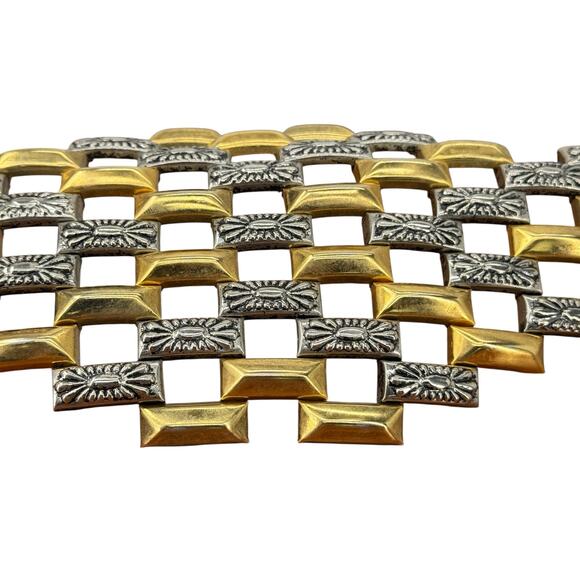 Voltige Paris Belt Cosplay Statement VTG Women's SZ 32 Brown Gold Silver Leather - Picture 2 of 13